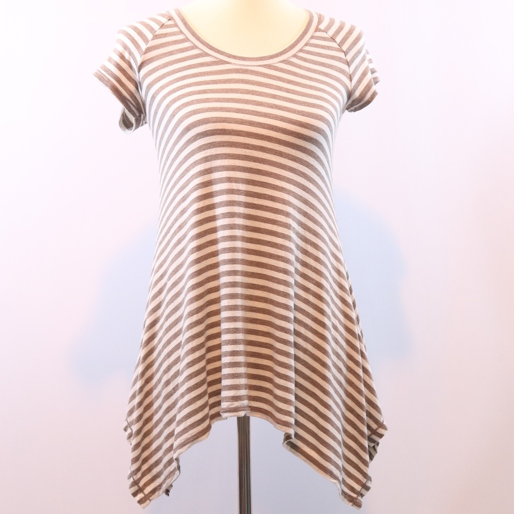 Max Studio Striped Handkerchief Hem Top